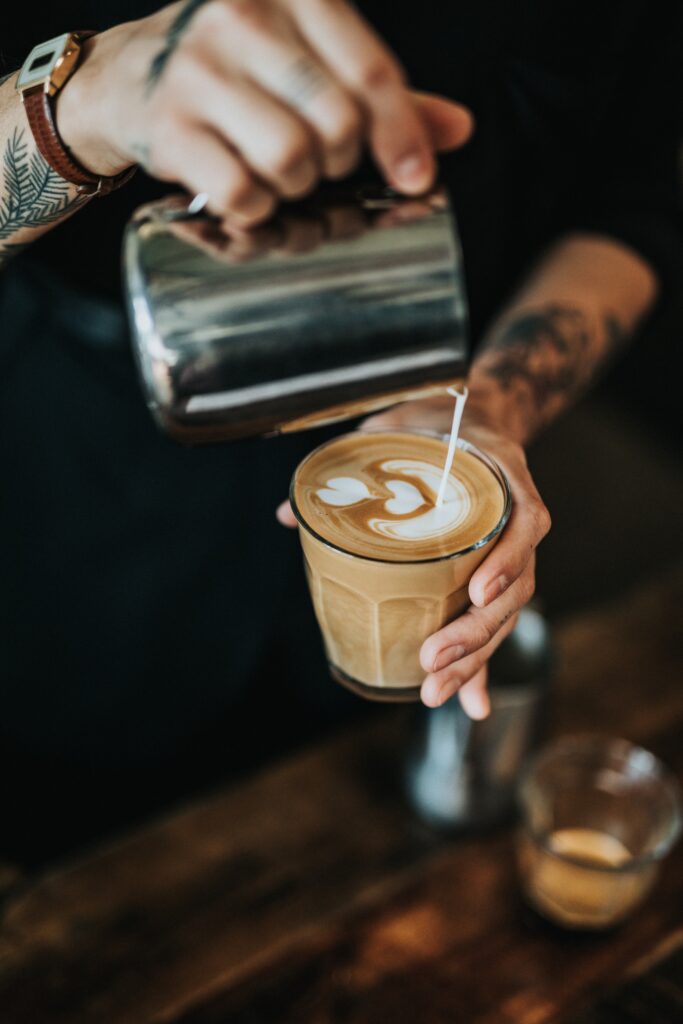 making a Latte, a latte art