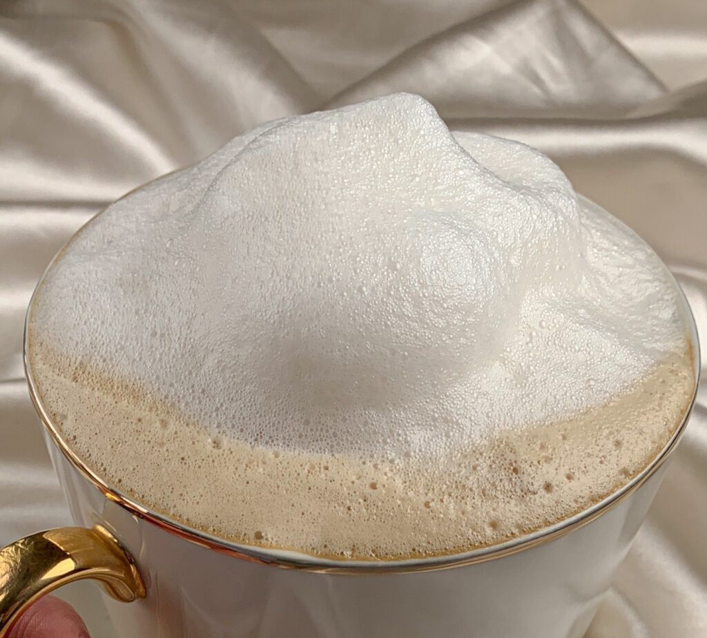 a cup of bone dry cappuccino