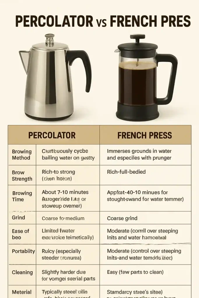 percolator vs french press: infographic