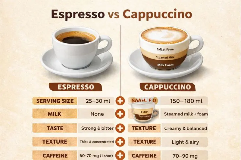 cappuccino vs espresso: infographic table