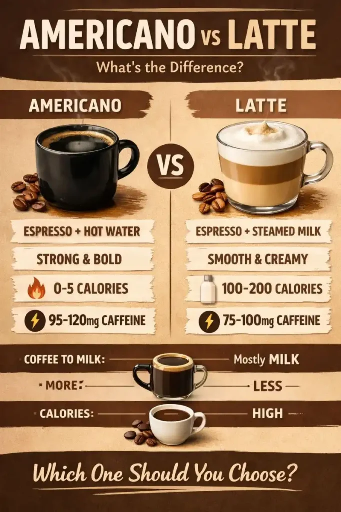 Americano vs latte: an infographic comparison