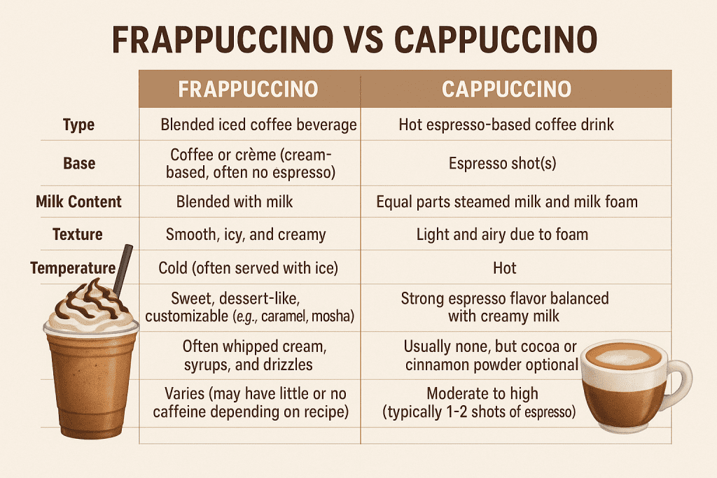 frappuccino vs cappuccino