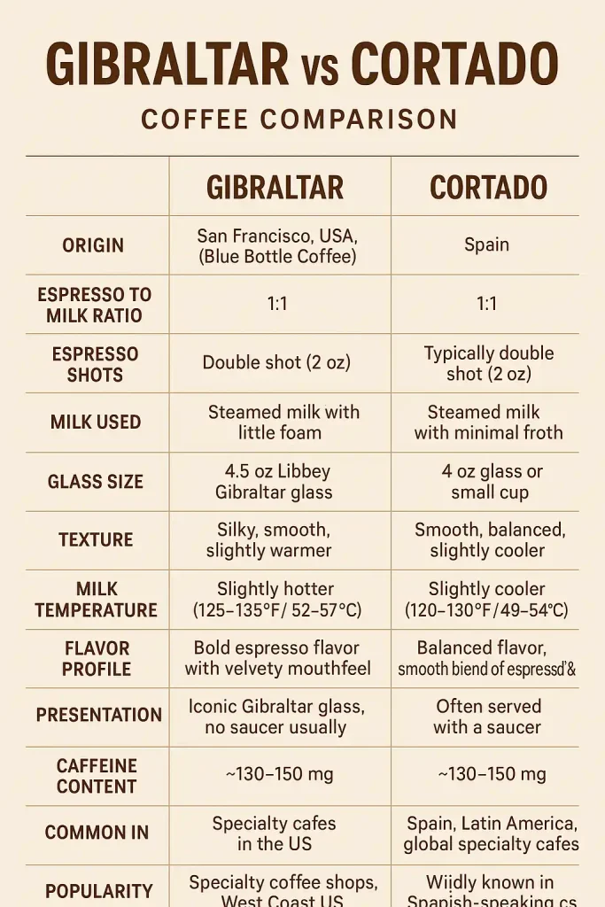 Gibraltar vs Cortado: an infographic