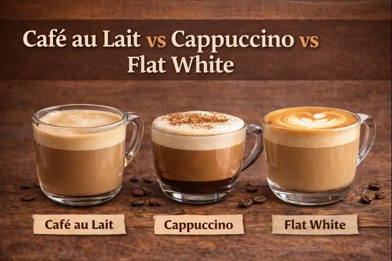cafe au lait vs cappuccino vs flat white