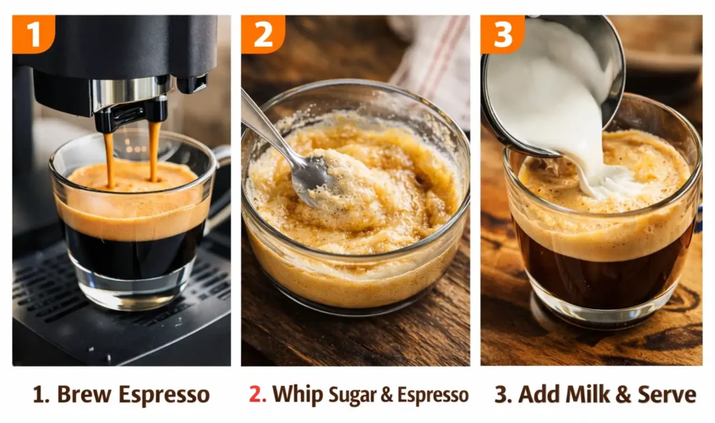 Cortadito coffee step-by-step brewing process
