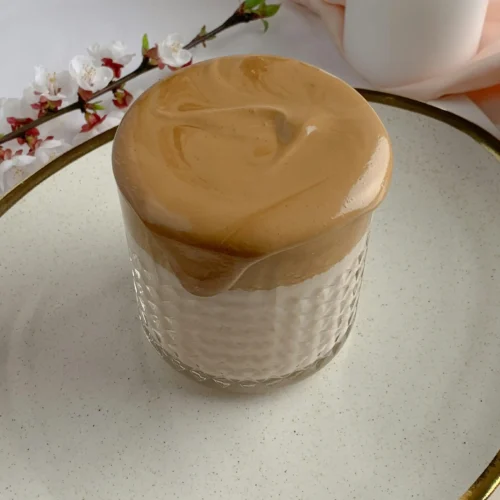 A glass of Dalgona coffee recipe