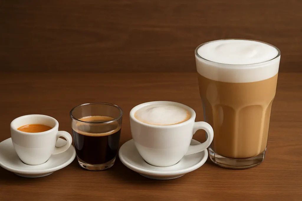 espresso vs americano vs cappuccino vs latte