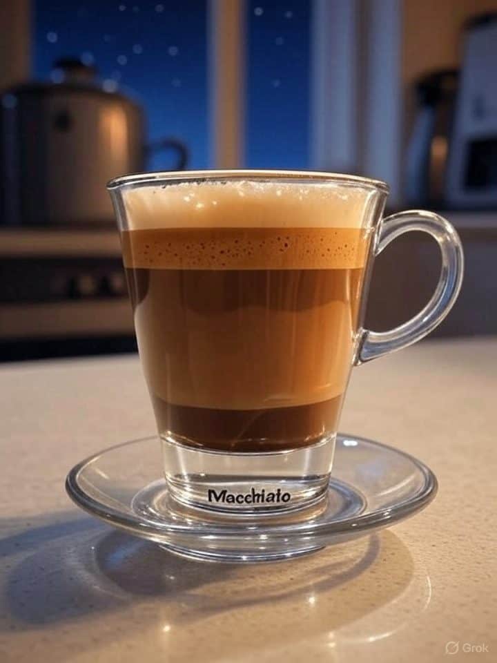 Macchiato coffee: espresso shot with slight milk