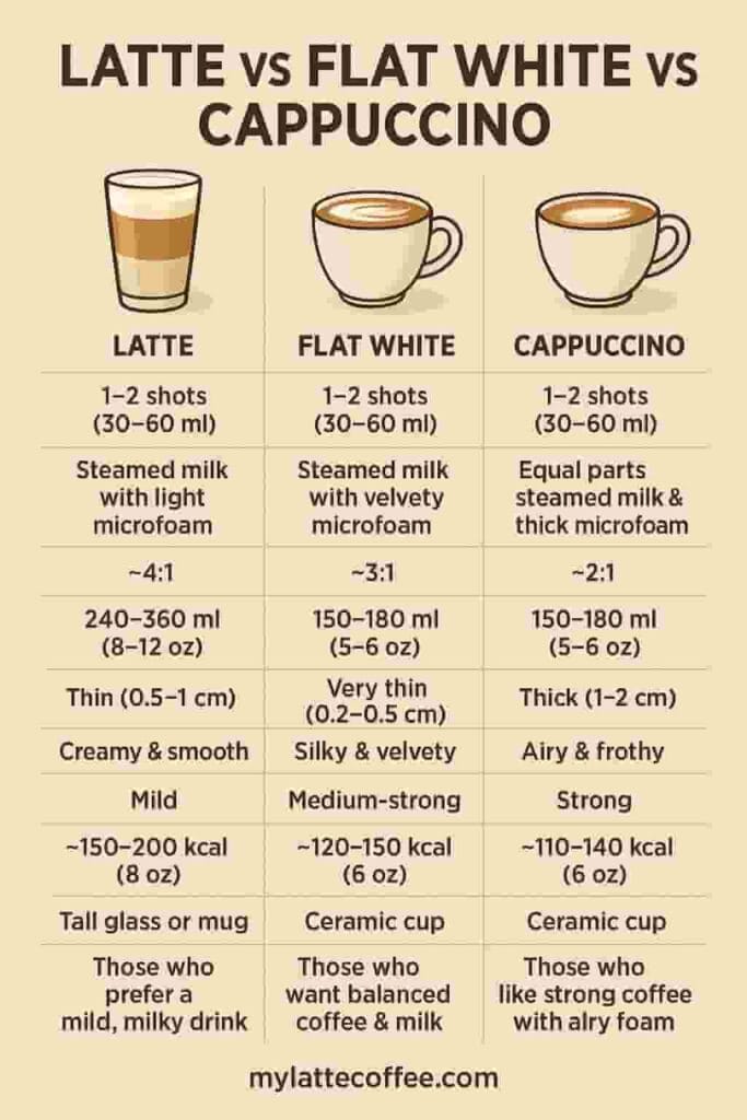 latte vs flat white vs cappuccino