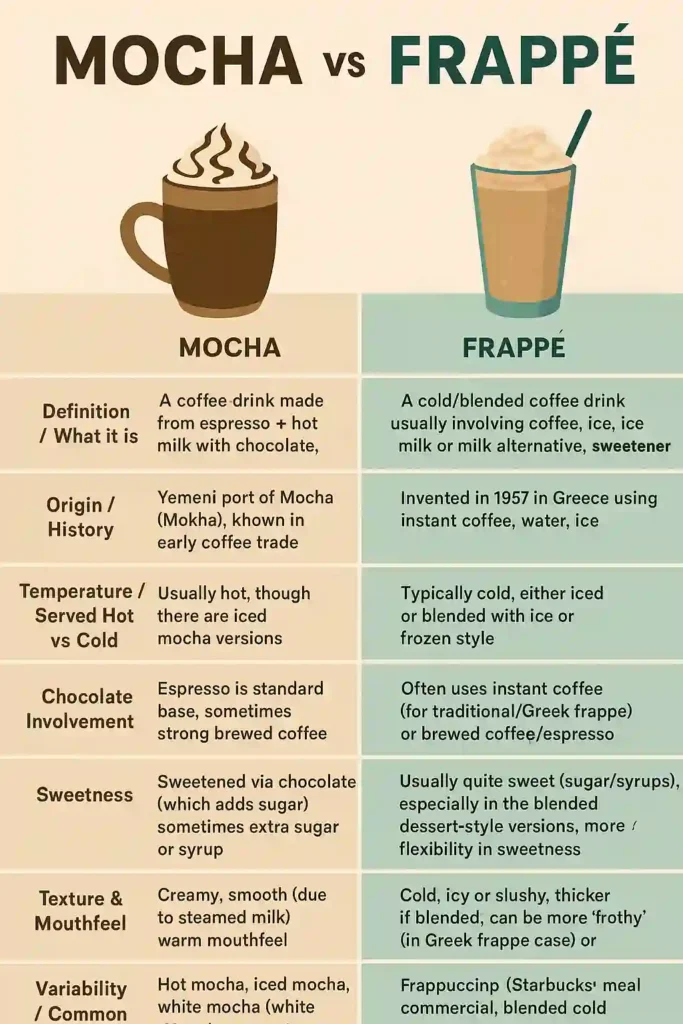 frappe vs mocha: infographic comparison