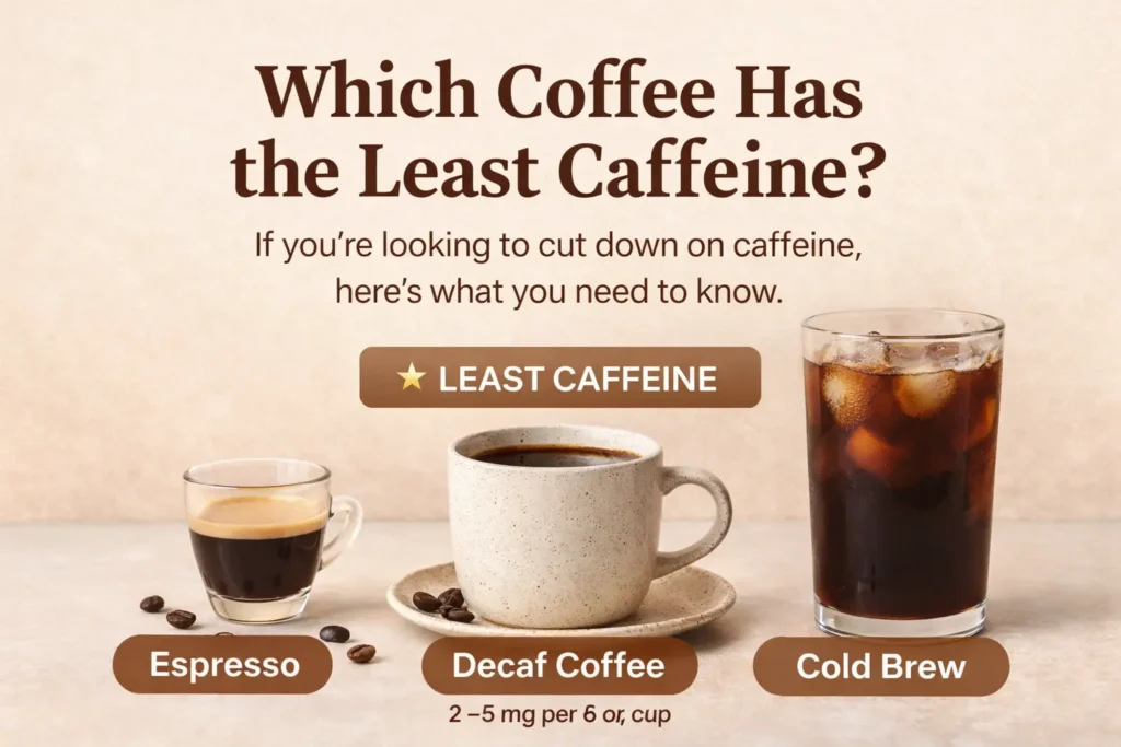 Which coffee has the least caffeine